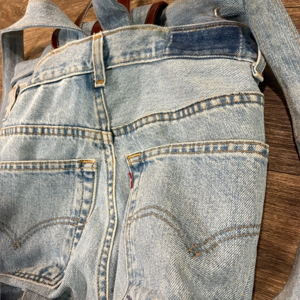 Vintage Levi’s Denim Rucksack Custom Made Backpack Bag Light Wash Handmade Y2K